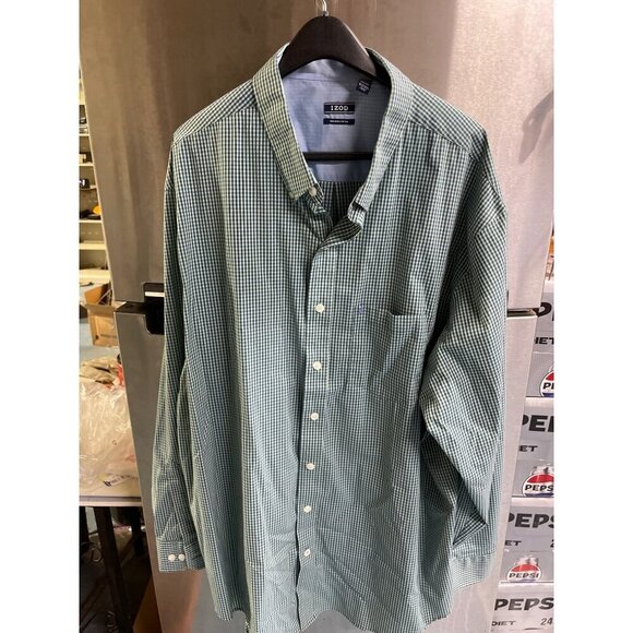 Mens Izod Non-Iron Stretch Gingham Check Dress Shirt 3XLT Cotton Polyester Blend - Picture 1 of 10